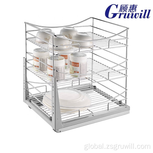 Kitchen Cabinet Storage Wire Baskets Wire Basket Pull Out Dish Rack Kitchen CabinetOrganizer Manufactory